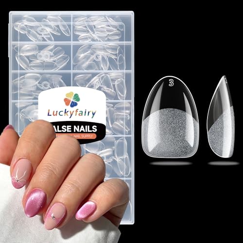 Luckyfairy Extra Short Almond Nail Tips - 240pcs Soft Gel Press-On Nails