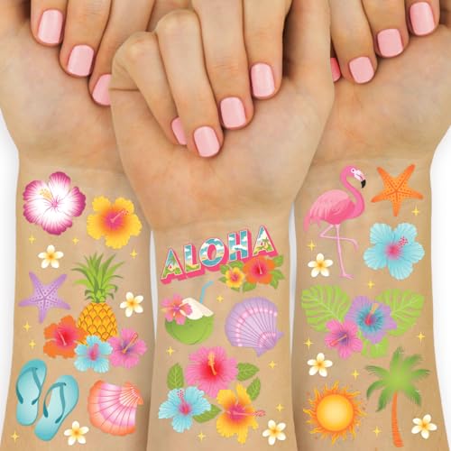 Tropical Tattoos - 2 Sheets of Hibiscus & Flamingo Designs