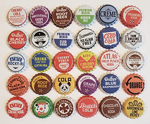 Vintage Soda Bottle Caps - 100 Random Designs, 1.25" Diameter