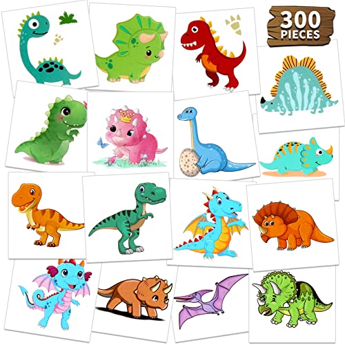 Waterproof Temporary Tattoos for Kids - 300 Dinosaur, Vehicle & Space Designs