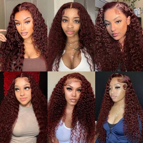HuxoWax Copper Red Water Wave Human Hair Bundles #33 W / 14 Inch, Brazilian Virgin Remy Hair, Soft & Silky, 100g