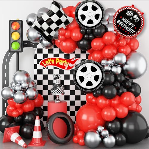 Race Car Balloon Arch Kit - 103 Pcs Birthday Party Decor