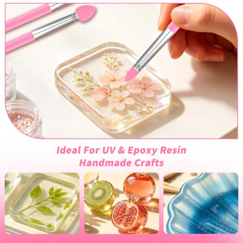 LORMAY 9-Piece Silicone Brush Set for UV Resin Crafting & Makeup