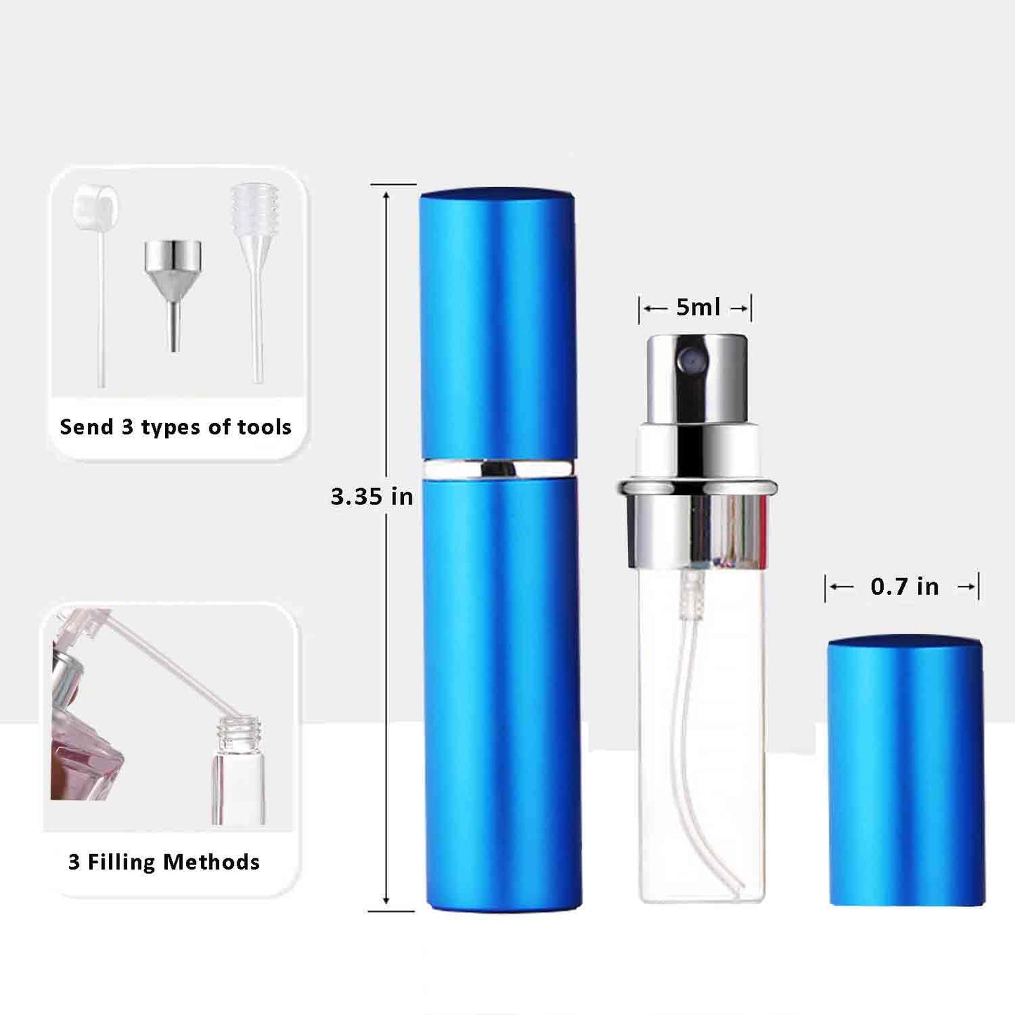 MIVIXI Refillable Perfume Atomizer Travel Size – 6-Pack Leak-Proof Glass Liner Portable Empty Spray Bottles for Perfume, Cologne & Essential Oils (5ml)