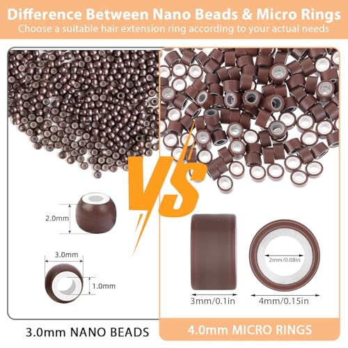 200 Piece Hair Extension Beads Set - 4mm Silicone Micro Rings