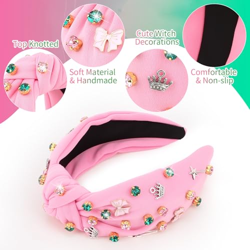 Witch Headband with Rhinestones, Knotted Halloween Costume Hair Accessory