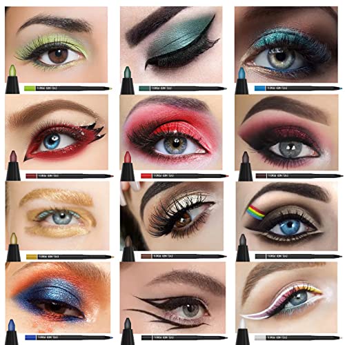 KAIQIKAIXI 12 Color Multi-Purpose Eyeliner & Makeup Pen Set - Waterproof & Travel-Friendly