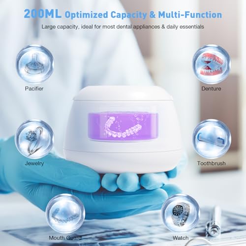 Etegow Ultrasonic Retainer Cleaner Machine - 200ML Portable & Quiet