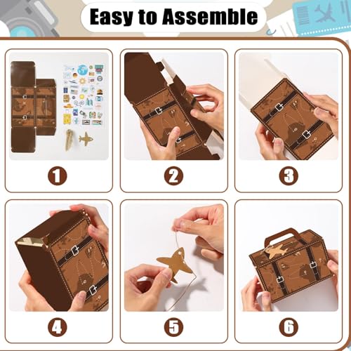Large Vintage Travel Suitcase Candy Box Set - 12 Pcs for Party Favors
