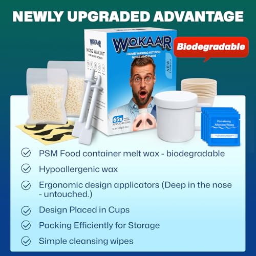 Wokaar Painless Nose and Ear Hair Removal Waxing Kit - 100g Wax Set