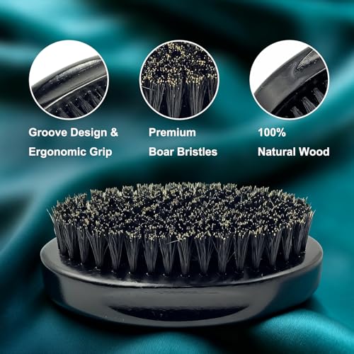 Natural Boar Bristle Beard Brush for Men | Wooden Handle, Travel Size