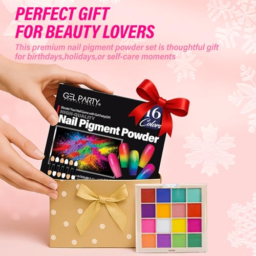 GEL PARTY Nail Pigment Palette - 16 Matte Colors for Ombre Art