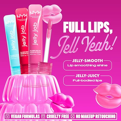 NYX Jelly Job Lip Gloss - High-Gloss Lip Tint in Jelly Jammin' (Cool Pink)