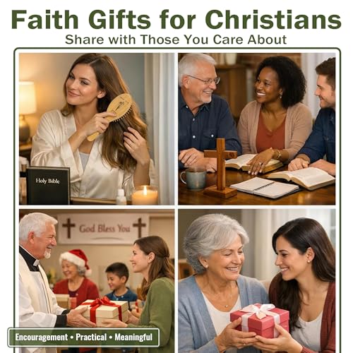 6 Pack Bamboo Hair Brushes with Bible Verses - Eco-Friendly Christian Gifts