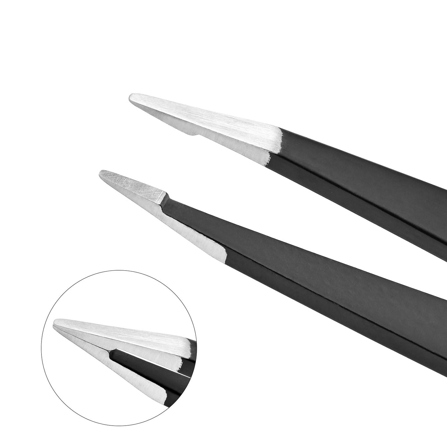 Smafixt Tweezers for Women and Men Facial hair, 2-Pack Slant and Point Precision Eyebrow Tweezers Set for Splinter and Ingrown Hair Removal