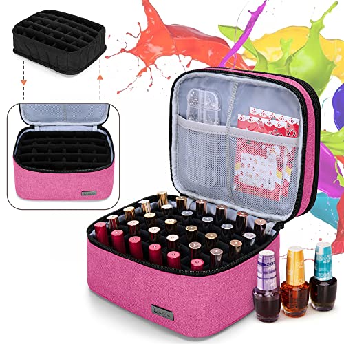 LUXJA Nail Polish Storage Case for 20 Bottles (15ml) - Pink