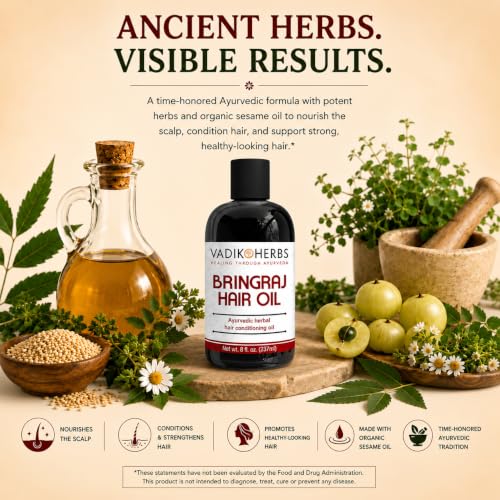 Vadik Herbs Bringraj & Rosemary Hair Oil for Hair Loss & Thinning - 8 oz