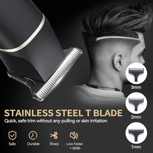 Gaurins Black Hair Trimmer for Men – Professional Beard Clipper with LCD Display