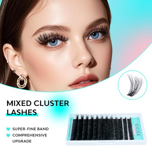 VLVLOCK 80D Thick Lash Clusters Kit - 10-18mm 3D Volume Extensions