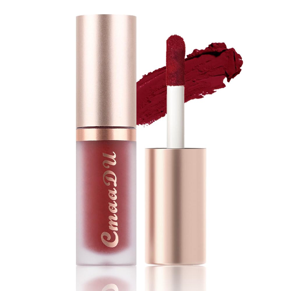 Dark Sexy Red Matte Liquid Lipstick - 24 Hour Silky Velvet Finish for All Skin Tones | Long-Lasting Gloss Set