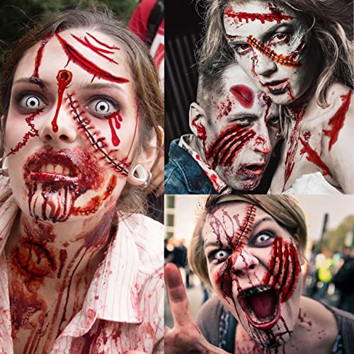 VANTATY Fake Scars Tattoo Kit - 215+ Temporary Halloween Wound & Stitch Designs