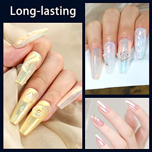 Allstarry Sunset Field Unicorn Chrome Nail Powder Aurora Mermaid Iridescent White Pearl