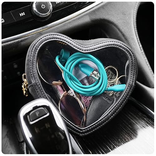 Heart Shaped Clear Travel Makeup Bag - Luxury Organizer with Gold Zipper