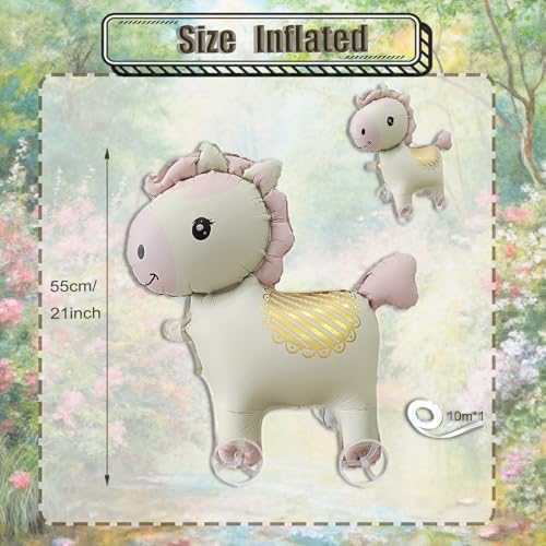 Walking Pony Foil Balloons - 2 Pack, Self-Standing Kids Party Decor