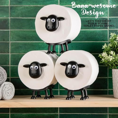 3D Printed Black Sheep Toilet Paper Holder Set - Fun Bathroom Accessory