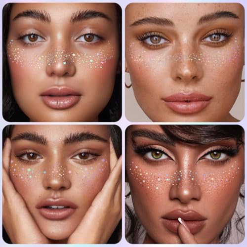 Holographic Glitter Freckles for Face & Body - Festival Makeup