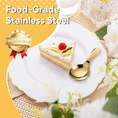 Gold Mini Ice Cream Scoops - 5PCS Stainless Steel Dessert Spoons