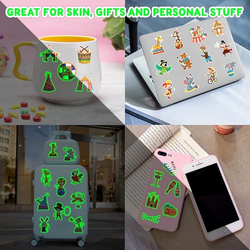 91TATTOOS 96 PCS Glow in the Dark Temporary Tattoos - Carnival Circus Clown, Luminous