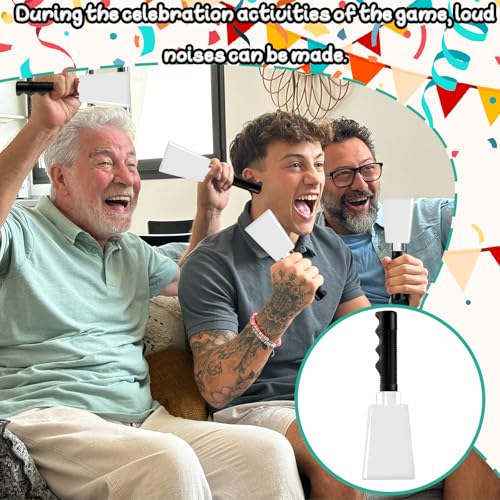9 Inch White Steel Cowbell with Handle for Sporting Events & Parties