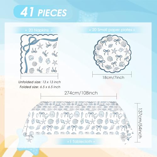 Seashell Birthday Party Tableware Set for 20 Guests - Ocean Bow Theme