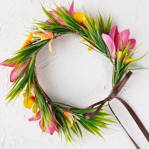 Hawaiian Flower Crown - Tropical Silk Floral Headband for Luau Parties