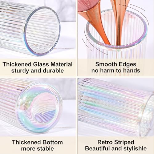 DASITON Colorful Crystal Glass Makeup Brush Holder Organizer, Vanity & Bathroom Storage