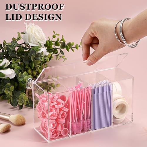 ELLDOO Acrylic Lash Extension Organizer Box with Lid - 4 Compartment Case