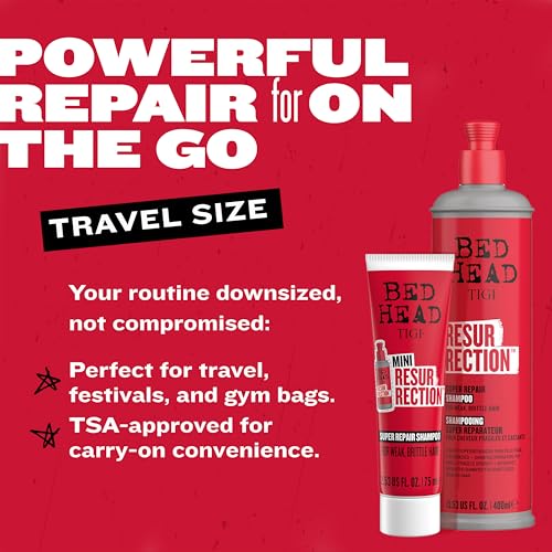 TIGI Bed Head Resurrection Super Repair Travel Mini Shampoo 2.53 fl oz – Nourishing Dry & Damaged Hair