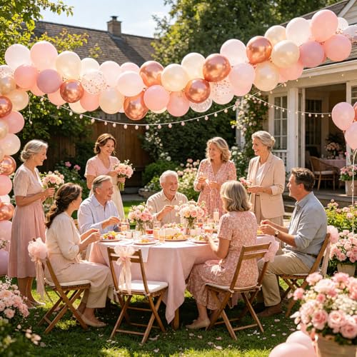 Rose Gold and Blush Pink Balloon Set for Parties - 50 Pack
