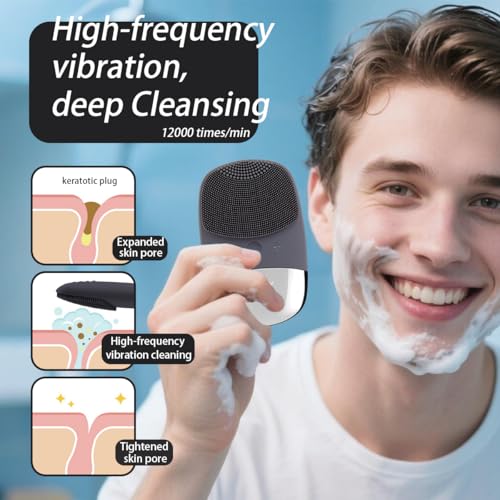 3-in-1 Electric Silicone Facial Cleansing Brush - Gray