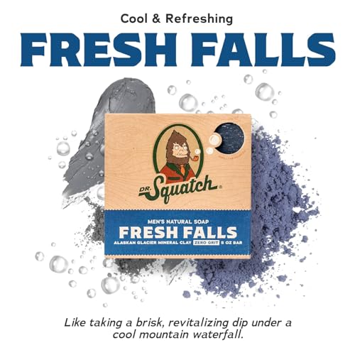 Dr. Squatch Natural Men¡¯s Bar Soap - Cold Process Body Soap Bar with Natural Oils - Gifts for Men - Birchwood Breeze, Fresh Falls & Wood Barrel Bourbon (5 oz, 3-Pack)