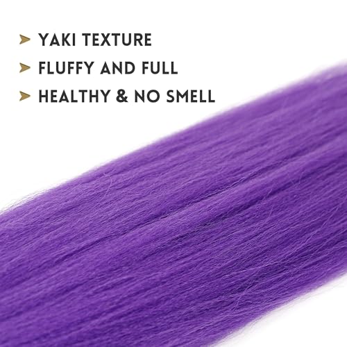 26-Inch Purple Pre-Stretched Braiding Hair Extensions - 2 Packs