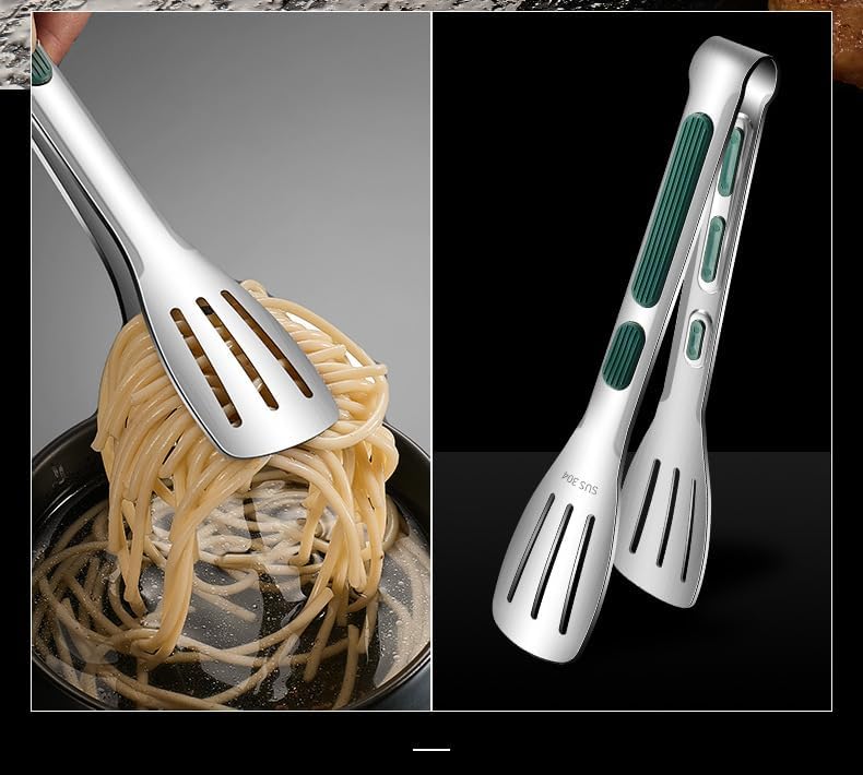 Stainless Steel Kitchen Tongs Set - 3 Pack with Silicone Tips | 7, 9, 12 Inch Heat Resistant Cooking Tools