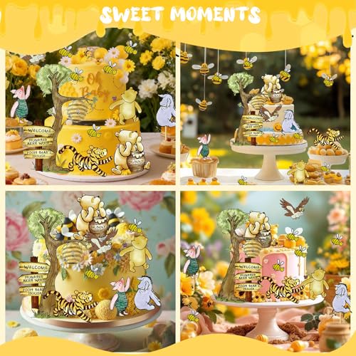 Winnie the Pooh Cake Toppers - 10pcs Cupcake Decorations for Baby Showers