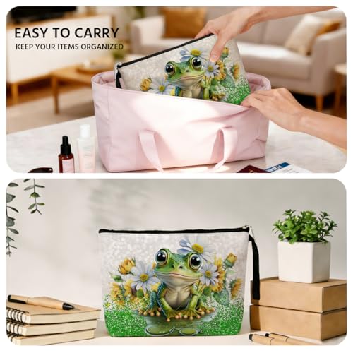 Cute Frog Makeup Bag - Multicolor Frog Gifts for Women Travel Cosmetic Bag