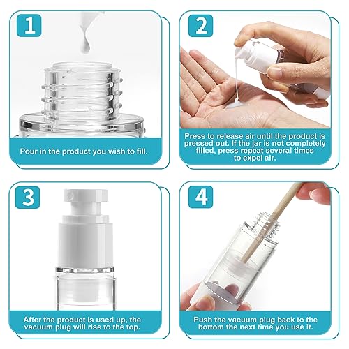 Bubimon 20 Pack Airless Pump Jar & Atomizer Bottles Set - Black