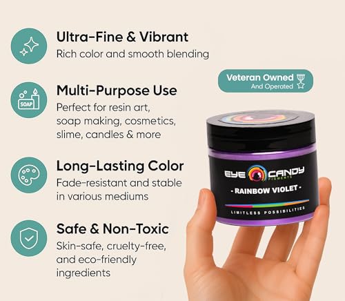 Rainbow Violet Mica Powder - 50G Premium Purple Pigment for Epoxy, Resin, and Crafts