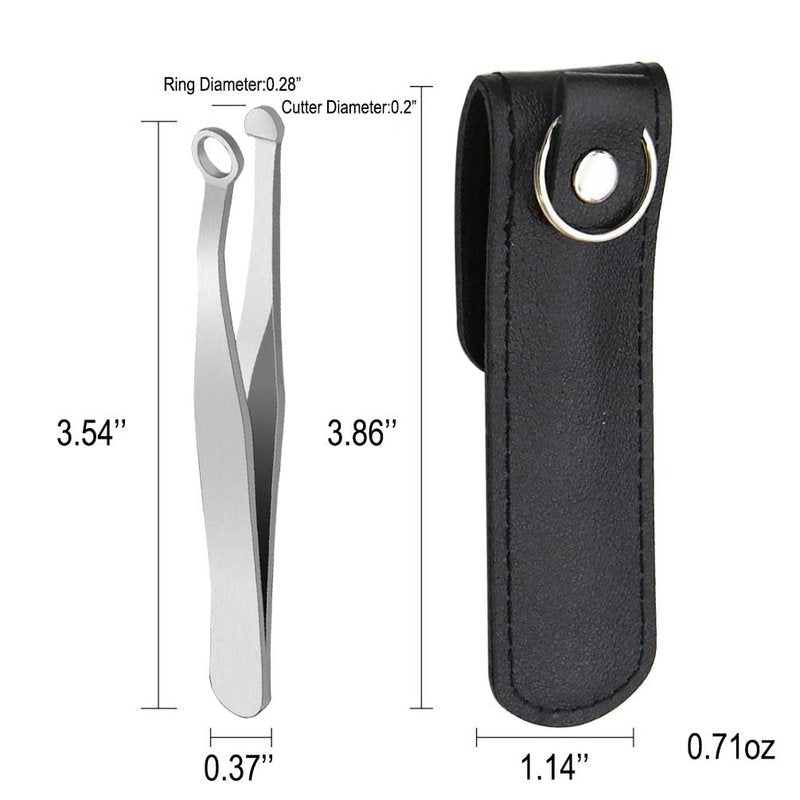 Liangery Manual Nose Hair Trimmer for Men Women- Stainless Steel Precision Blades, Leather Case, Tweezers Style Nasal Cutter, Eyebrow, Ear & Facial Grooming Tool (Silver)