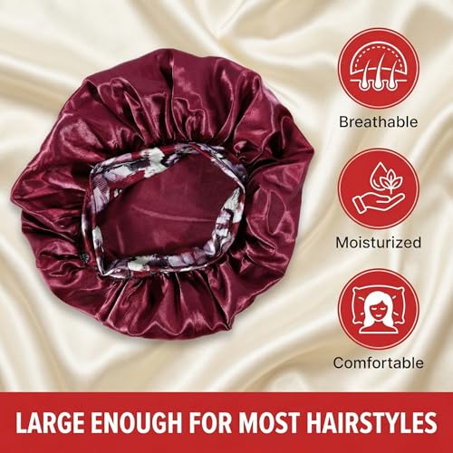 4 Pack Satin Sleep Bonnet for Hair Protection & Moisture Retention