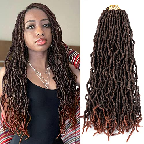Umylar Faux Locs Crochet Hair 24 Inch Goddess Wavy Locs - 7 Packs, 1B/350#